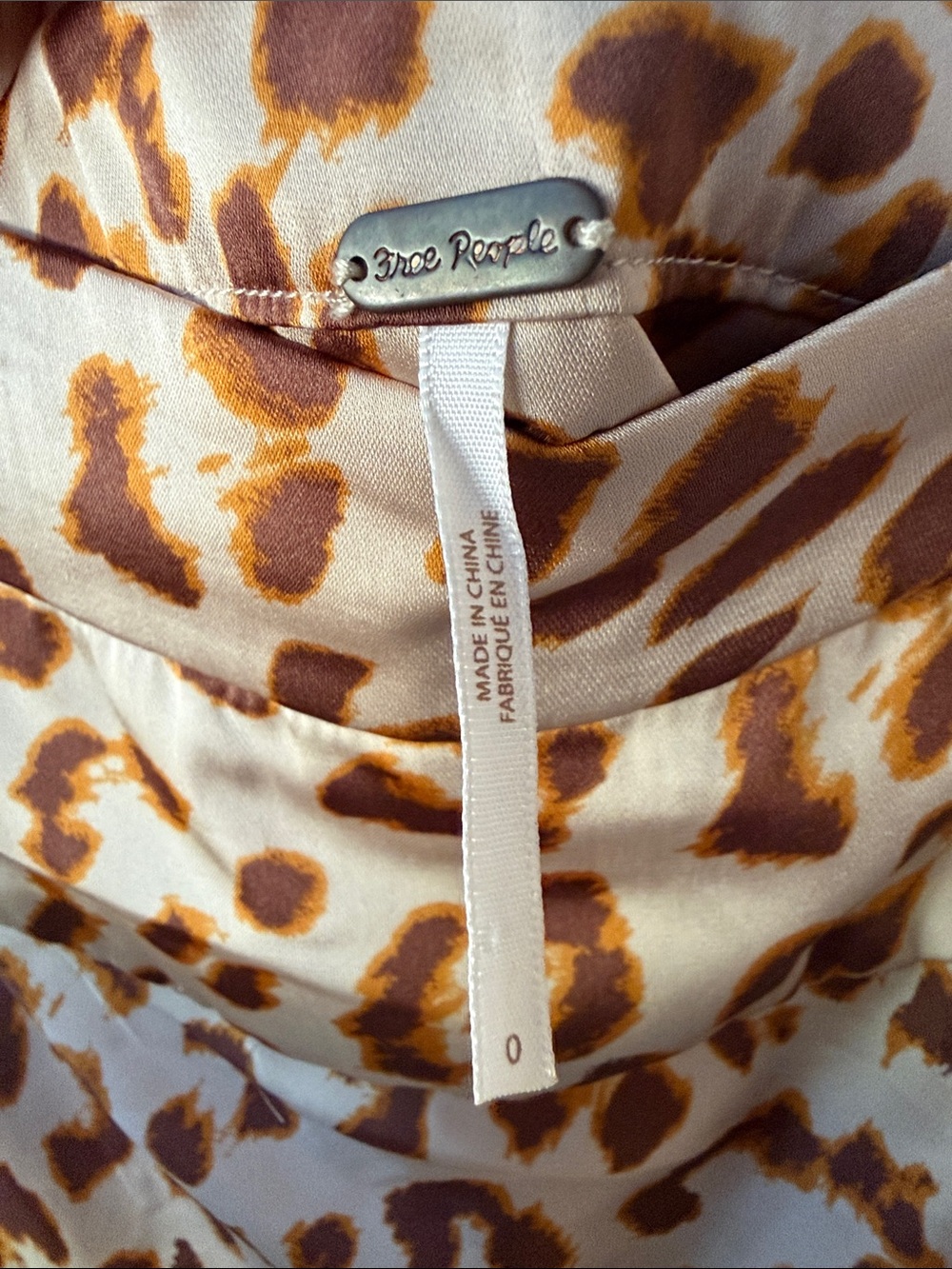 Free People Leopard Print Midi Slip Skirt - Brown on Cream - Picture 2 of 3